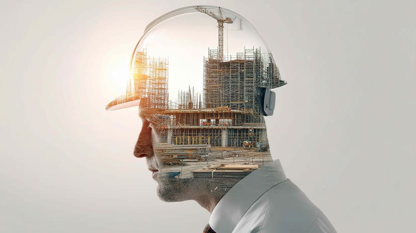 Commercial construction site with safety and quality control measures